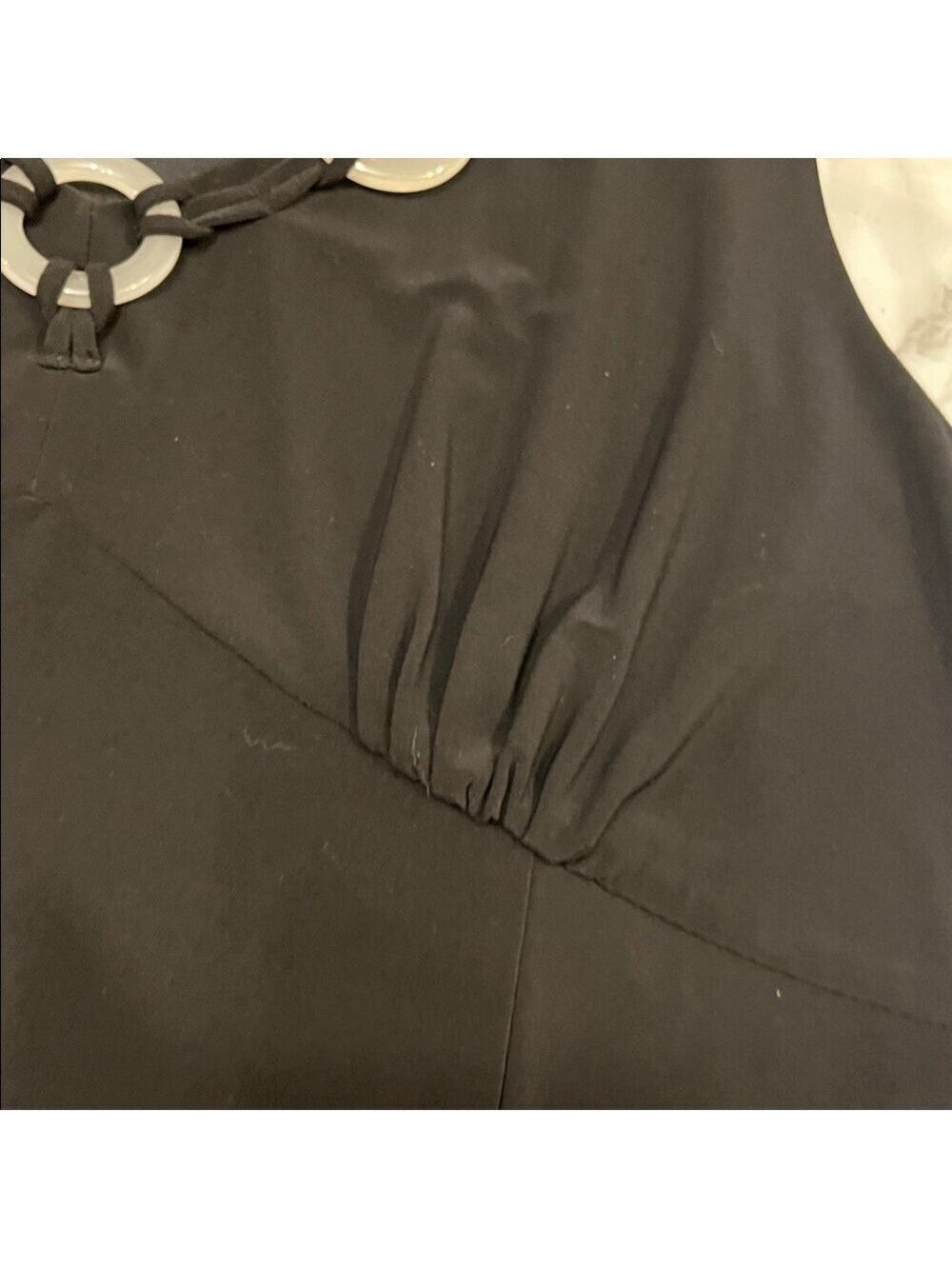 SPANNER Black V Neck Cocktail Dress with Plastic Circles Plus size XL - Picture 8 of 11